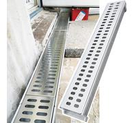 Sistema de drenaje de zanja para entradas y aceras, canal de resina fácil de limpiar con cubierta de rejilla de acero inoxidable desmontable, solución de drenaje de tormentas