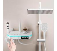 Sistema de ducha con pantalla digital de luz ambiental, grifo de bañera de mano, kit completo de altura ajustable, actualización moderna de baño