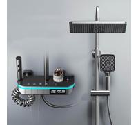 Sistema de ducha con pantalla digital de luz ambiental, kit completo de grifo de bañera de mano, altura ajustable, moderno baño mejorado