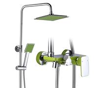 Sistema de Ducha Cromado Verde, Juego de Ducha de Pared para baño con repisa de Ducha de Techo, Mezclador de Ducha Ajustable Moderno para Gimnasio de Hotel.