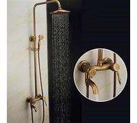 Sistema de ducha de bronce retro europeo para bañera, cabezal de ducha de mano de 3 funciones, juego de ducha de baño antiguo con grifo, diseño clásico de cobre