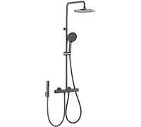 Sistema de ducha de ducha, arrebeto de ducha Combo de ducha montada en la pared Combo de pistola Combo de batidora de lluvia gris con bañera, cabezal de ducha de lluvia rectangular de 10 ", ducha