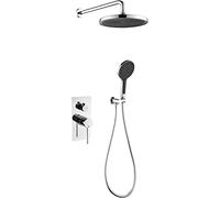 Sistema de ducha de lluvia de 10 pulgadas, juego de ducha montado en la pared con un solo mango, 2 funciones, mezclador de ducha de 3 modos, cabezal de ducha de mano, accesorio moderno de baño