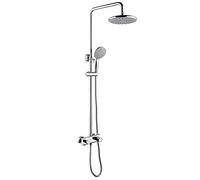 Sistema de Ducha de Lluvia Juego de Grifo de Ducha de latón Juego Combinado de Ducha montado en la Pared Ducha mezcladora de Lluvia de Doble manija con caño de bañera en Cascada, Ducha de Mano de 3