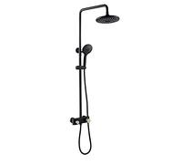 Sistema de Ducha de Lluvia Juego de Grifo de Ducha de latón Juego Combinado de Ducha montado en la Pared Ducha mezcladora de Lluvia de Doble manija con caño de bañera en Cascada, Ducha de Mano de 3