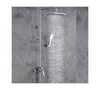 Sistema de Ducha de Lluvia Juego de grifos de latón Conjunto de duchas combinadas de una Sola asa Ducha mezcladora de Pared con Pico de la bañera Ducha y Cabeza de Ducha de Mano en ABS, crom