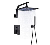 Sistema de ducha de lluvia montado en la pared, juego de grifo de ducha de latón, mezclador de un solo mango con ducha de mano, cabezal de ducha LED, combo completo de baño