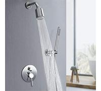 Sistema De Ducha De Pared con Mezclador De Lluvia Dorado Cepillado, Grifo Mezclador De Latón para Baño Y Ducha, con Cabezal De Ducha., Chrome