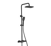 Sistema de ducha de termostato con picos de bañera y hormigueo de la cascada del grifo de ducha de la pared altura de la altura de la lluvia ajustable Sistema de cabeza de ducha, 3 funciones, cromo