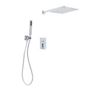 Sistema de ducha empotrado, grifo de ducha con 30 x 30 cm, ducha de lluvia, ducha de mano y 2 asas, grifo empotrado para casas, hoteles y escuelas