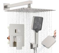 Sistema de ducha moderno de lluvia de 12 pulgadas con válvula y desviador con ducha de lluvia y sistema de ducha de lluvia de mano de alta presión (níquel cepillado)