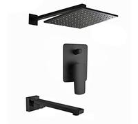 Sistema de Ducha Negro de Lujo, Juego de Accesorios de Ducha Tipo Lluvia Ocultos para baño, 2 Funciones, Grifo de Ducha Tipo Lluvia Que Contiene Cabezal de Ducha Tipo Lluvia y grifos mezcladores para