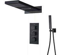 Sistema de ducha oculto Juego de grifo de ducha termostático Juego de grifos mezcladores de ducha ocultos con ducha de mano y cabezal de ducha de lluvia en cascada (contiene el cuerpo y el borde de