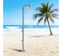 Sistema de ducha para exteriores, columna de ducha de lluvia de acero inoxidable con grifo y aireador de panal para patio, playa y piscina