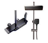 Sistema de ducha termostático con pantalla digital de temperatura, juego de grifo de ducha gris, cabezal de ducha de lluvia y spray de mano, kit completo de ducha al aire libre con spray de bidé.