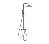 Sistema de ducha termostático, juego combinado de ducha de lluvia, kit de molduras para bañera y ducha, gris plomizo, grifo de baño moderno, flujo de agua ajustable, fácil instalación