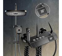 Sistema de Ducha Termostato, Columna Ducha Grifo Bano Alcachofa De Duchas Conjunto Griferia Con 4 Funciones Ducha Con LED Pantalla Digital De Mano, Ducha Bidé, Grifo De Bañera Conjunto De Ducha