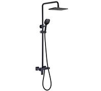 Sistema de Ducha Tipo Lluvia con Ducha de Mano de 3 Funciones, Conjunto Combinado de Accesorios de Grifo de Ducha Tipo Lluvia Negro de Montaje Expuesto