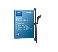 Duravit Universal sistema de ducha, set de ducha con chorro tipo Rain, barra de ducha (700 mm) con teleducha regulable en altura, manguera de ducha con protección antimanchas, negro mate