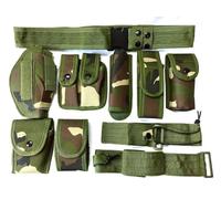 Sistema de equipo modular de aplicación de la ley, guardia de seguridad, militar, táctico, utilitario, cinturón de caza versátil (cinturón 10 en 1, camuflaje verde)