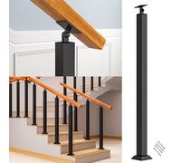 Sistema de escalera de metal cuadrado negro - Soporte ajustable de ángulo de 270°, postes y ejes elegantes para seguridad de cubierta y escaleras al aire libre, diseño moderno