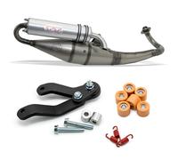 Sistema de escape LeoVince HAND MADE TT homologado ECE para Piaggio NRG=MC3
