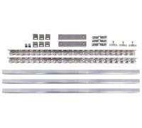 Sistema de fijación Kerbl de 3 m para cortina corrediza de tiras, ancho máx. de puerta de 1,5 m, acero inoxidable, aluminio, se puede acortar individualmente, para cortinas de PVC.
