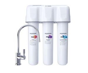Sistema de filtro de agua potable Aquaphor ECO PRO H TRIO con grifo de 1 vía, suavizador de agua con bloqueo de gérmenes y ultrafiltración de hasta 0,1 micras