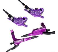 Sistema de freno hidráulico para bicicletas de montaña de 4 pistones para un rendimiento máximo en todos los senderos (morado)