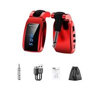 Sistema de guitarra inalámbrico, transmisor de instrumentos, receptor, accesorios recargables, 15 canales, pantalla digital UHF, conector estéreo, adaptador de cable de audio