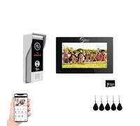 Sistema de intercomunicación con vídeo inteligente por cable para apartamentos,cámara de timbre 1080P con monitores de 7 pulgadas,desbloqueo 3 en 1,kits de interfono WiFi TUYA (1 Timbres + 1 Monitor)
