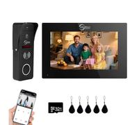 Sistema de intercomunicación con videoportero con cable, Cámara HD 1080P, monitor de 7 pulgadas, Videoportero, cámara en la puerta, Desbloqueo 3 en 1 (1 Timbre + 1 Monitor)