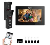 Sistema de intercomunicación con videoportero con cable, Cámara HD 1080P, monitor de 7 pulgadas, Videoportero, cámara en la puerta, Desbloqueo 3 en 1 (2 Timbre + 1 Monitor)