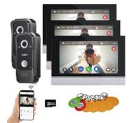 Sistema de intercomunicación de vídeo con cable Tuya WiFi 7 pulgadas de pantalla táctil 1080P Timbre de la puerta inteligente Tuya APP Kit de intercomunicación (2 Timbre+3 Monitor)