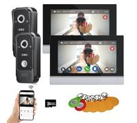 Sistema de intercomunicación de vídeo con cable Tuya WiFi 7 pulgadas de pantalla táctil 1080P Timbre de la puerta inteligente Tuya APP Kit de intercomunicación (2 Timbre+2 Monitor)