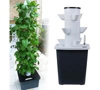 Sistema de jardín de torre hidropónica, kit de aeroponía de 30 cápsulas para hierbas, frutas y verduras con temporizador, bomba hidratante y 15 agujeros, jardinería interior fácil