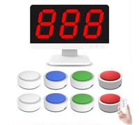 Sistema De Juego De Quiz Inalámbrico Con 10 Pulsadores Y Monitor, Sistema De Pulsadores De Juego De Quiz De Largo Alcance Con 4 Colores De Estado Led Y 3 Modos De Respuesta Para Concursos Es 8 groups