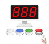 Sistema De Juego De Quiz Inalámbrico Con 10 Pulsadores Y Monitor, Sistema De Pulsadores De Juego De Quiz De Largo Alcance Con 4 Colores De Estado Led Y 3 Modos De Respuesta Para Concursos Es 4 groups