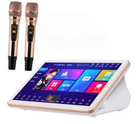 Sistema de karaoke con micrófono inalámbrico, reproductor KTV de pantalla táctil de 18.5 pulgadas, control de voz inteligente IA, múltiples idiomas, amplificador para el hogar y fiesta