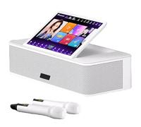 Sistema de karaoke con pantalla táctil con 2 micrófonos inalámbricos, descarga y reproducción de canciones en la nube de alta velocidad, KTV/película/MP3/Bluetooth/grabación/salida HDMI, blanco, 1 TB