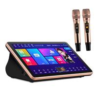 Sistema de karaoke, máquina de karaoke 5 en 1, máquina de karaoke con pantalla táctil capacitiva de 18,5 pulgadas con micrófono inalámbrico, reproductor de canto karaoke con 2 micrófonos inalámbricos(