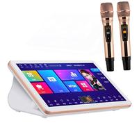 Sistema de karaoke, máquina de karaoke 5 en 1, máquina de karaoke con pantalla táctil capacitiva de 18,5 pulgadas con micrófono inalámbrico, reproductor de canto karaoke con 2 micrófonos inalámbricos(