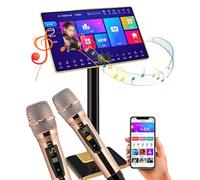 Sistema de karaoke, pantalla táctil de 21.5 pulgadas con micrófono inalámbrico, control de aplicación, amplificador de potencia, soporta múltiples idiomas