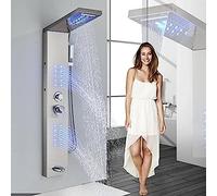 Sistema De La Torre De La Torre De Ducha De Acero Inoxidable Led Rain Rain Y Waterfall Massage Jet Sprayer-Black 8004,Níquel Cepillado 6002