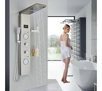 Sistema De La Torre De La Torre De Ducha LED LED Sistema De La Cascada De La Lluvia Masaje Del Chorro Spryaer Acero Inoxidable Con Estante