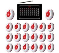 Sistema de Llamada Inalámbrico Cuidador Pager Enfermera Sistema de Alerta SOS Call Bell Botón de Alarma para Restaurante Hospital Clínica Cuidador Enfermera Con 1 Receptor 20 Botón de llamada a