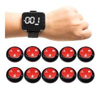 Sistema de Llamadas Inalámbricas Sistema De Buscapersonas Para Pacientes y Clientes con 10 Botones de Llamada A Prueba de Agua y 1 Receptor de Pantalla (1 receptor + 10 botones)