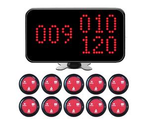 Sistema de Llamadas Sistema de Buscapersonas Pager System Inalámbricas Clientes Sistema de Búsqueda de Pacientes con 10 Botones de Llamada Impermeables y Receptor de Pantalla 1PC para Restaurante