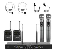 Sistema de micrfono inalmbrico Phenyx Pro Conjunto de micrfono inalmbrico de 4 canales con micrfono de mano/bodypack/auriculares/solapa de micr