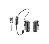 Sistema de micrófono inalámbrico 2.4G, emparejamiento automático, micrófono de auriculares con cancelación de ruido para guitarra, canto, rendimiento de enseñanza, color negro